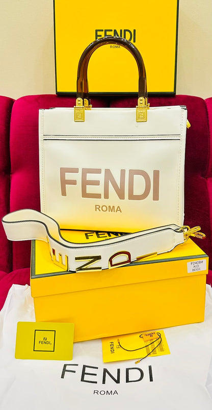 F-E-N-D-I Premium Tote Women Bag – Luxury Edition  (White)