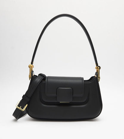 CHARLES & KEITH – Koa Leather Push-Lock Top Handle Bag (Black)