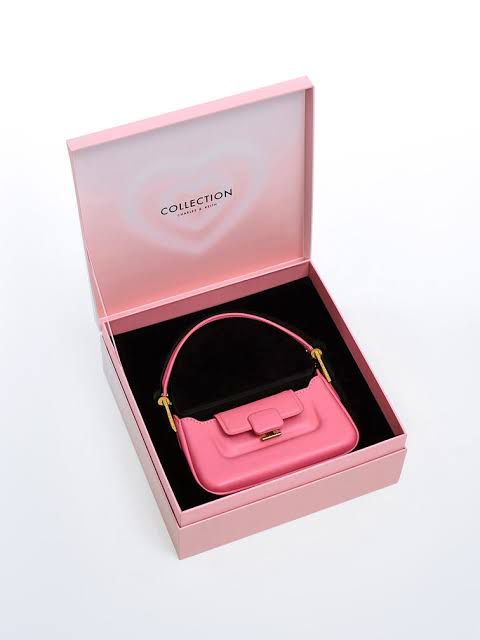 CHARLES & KEITH – Koa Leather Push-Lock Top Handle Bag (Pink)