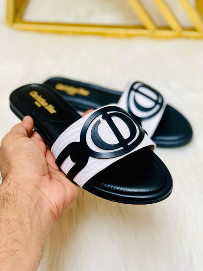 Christian Dior Slippers (Black/White)