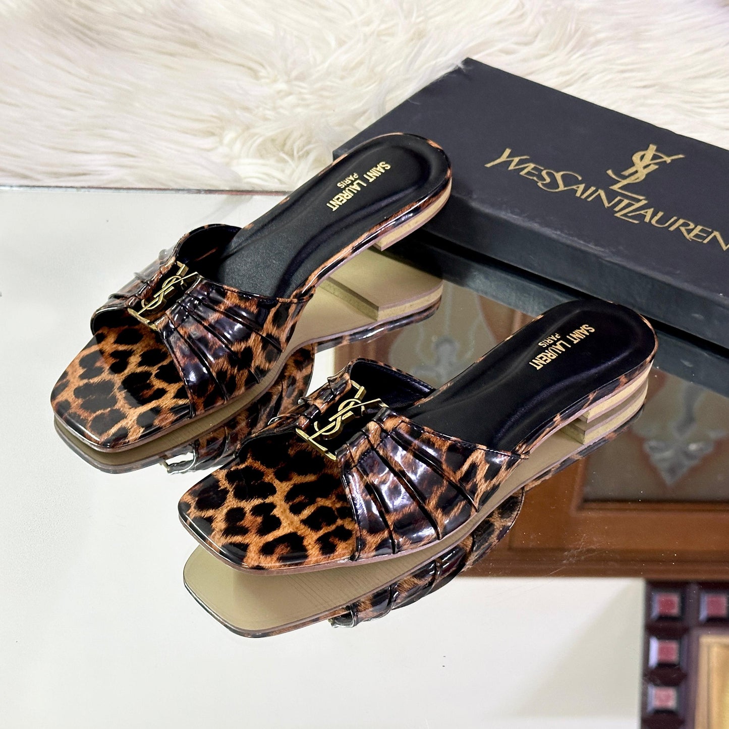 YSL Beautiful Flat Slipper – Chic Comfort in Every Step (Brown/Black)