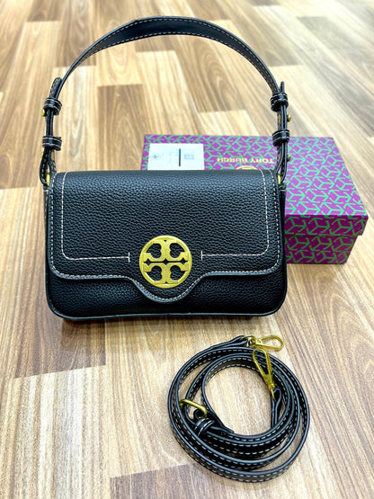 TORY BURCH Felix Mini Flap Shoulder Bag (Black/Gold 1)