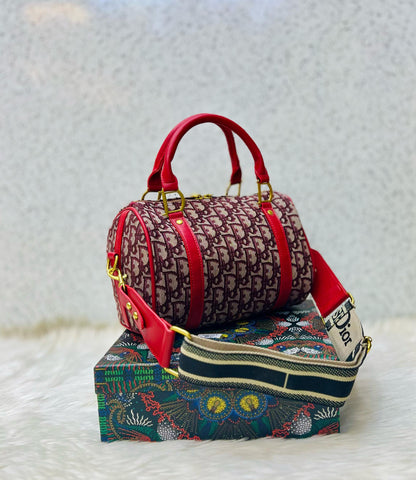 Dior Brand Duffle Women Bag – Premium Quality with Box & Dust Bag (Red)