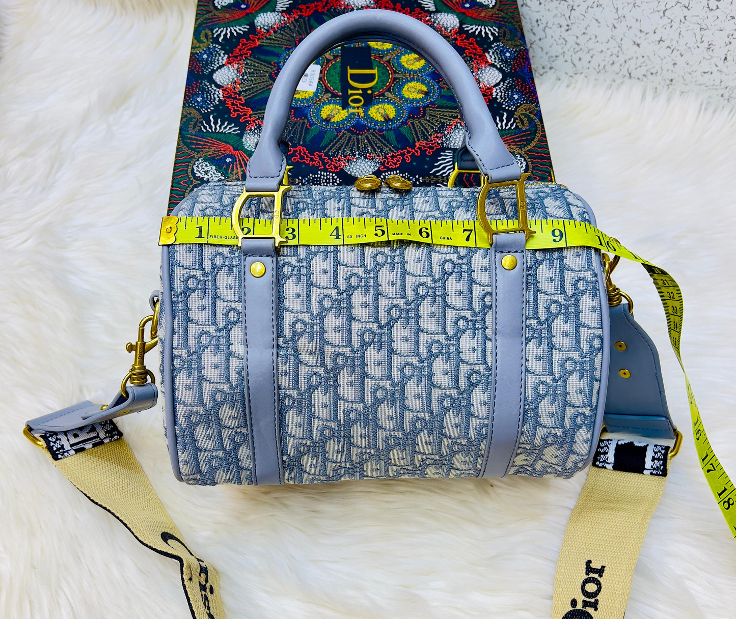 Dior Brand Duffle Women Bag – Premium Quality with Box & Dust Bag (Light Blue)