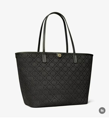 Tory Burch Monogram Zip Tote Women Bag with Pouch – Official Model 2025(Black)
