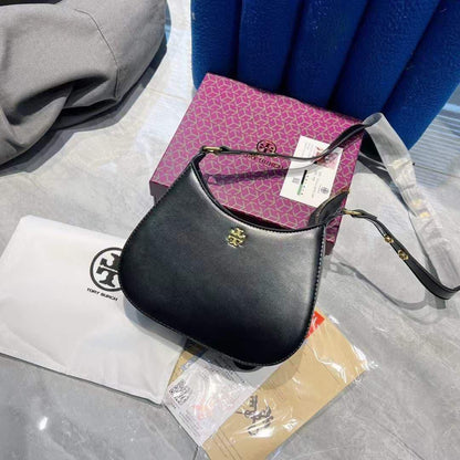 Tory Burch Emerson Shoulder Women Bag – Black with Gold-Tone Hardware