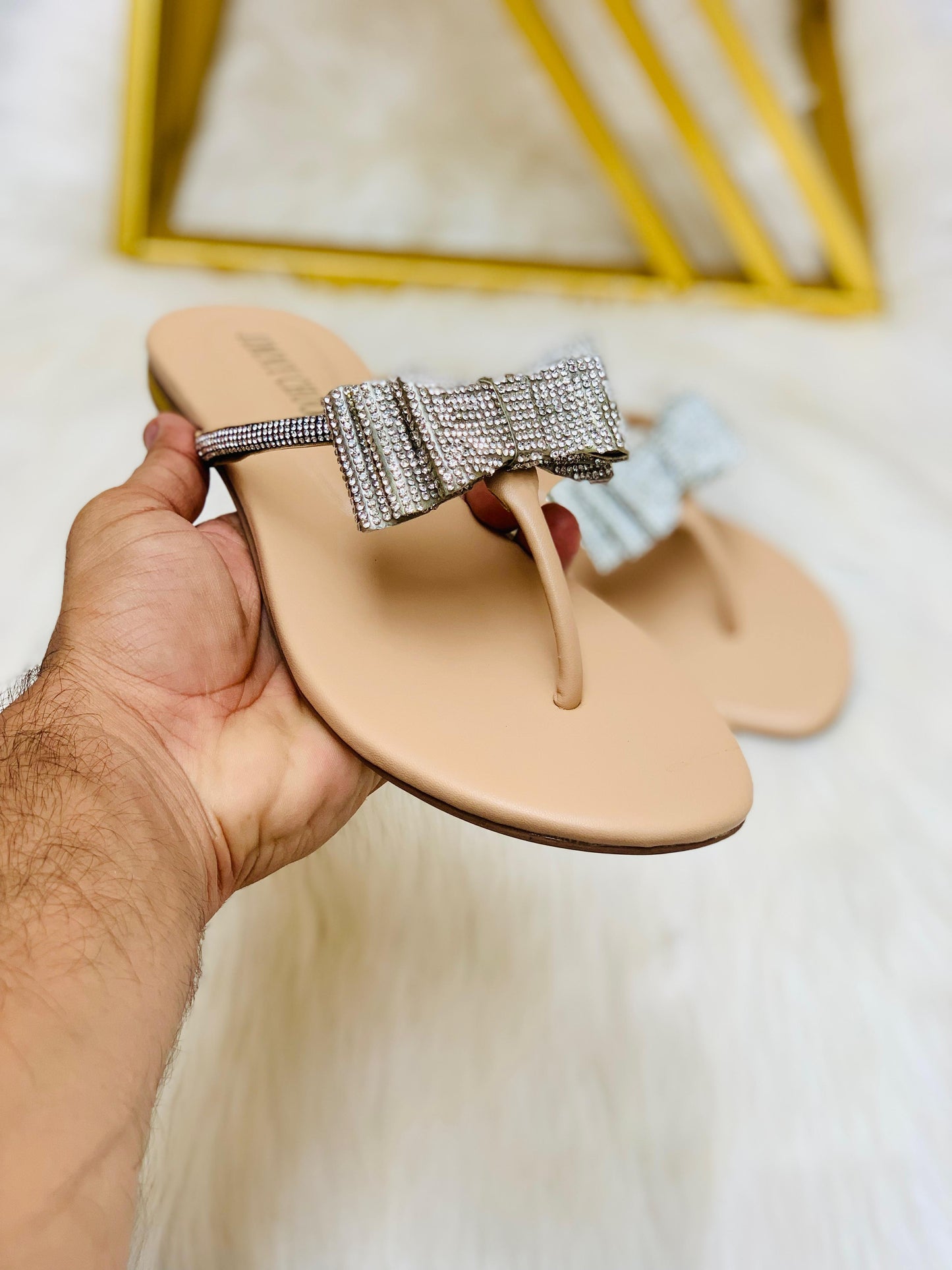 New Arrival – Jimmy Choo Tie Flat Women Slippers with Brand Box