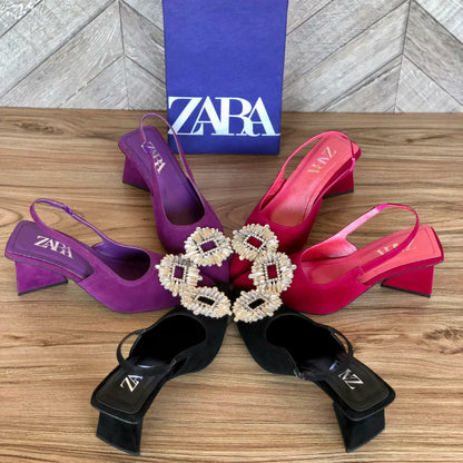 ZARA Triangle Heels – With Brand Box(Black)