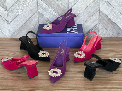 ZARA Triangle Heels – With Brand Box(Black)