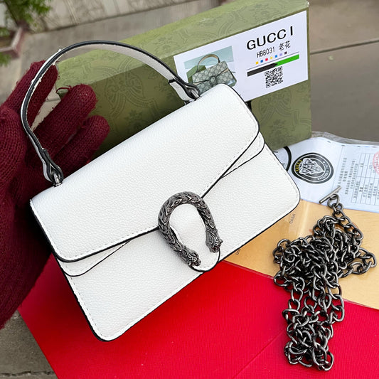 GUCCI – Women Crossbody Bag (With Long Chain)(White)