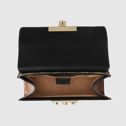 GUCCI RESTOCK – GG Supreme Padlock Women Shoulder Bag (Black/Grey)