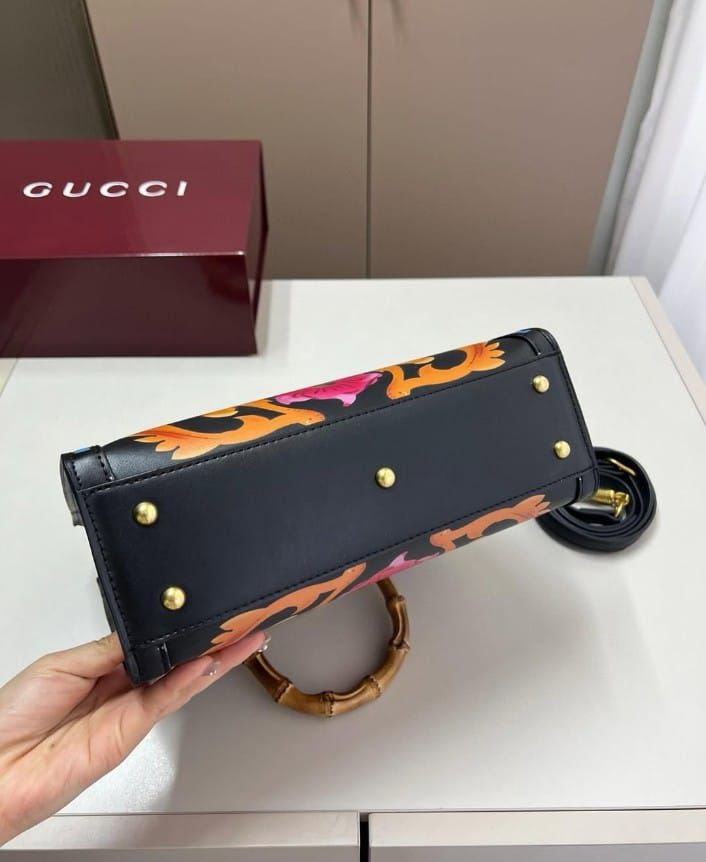 G-U-C-C-I Luxury Bamboo Handle Series Women Bag – Master Quality | (Black/Green)