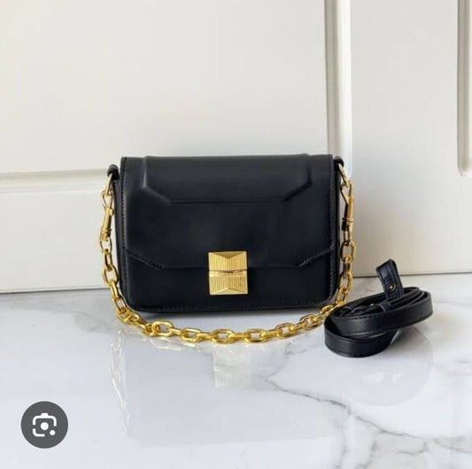 CHARLES &amp; KEITH Women Bag – Belted Design with Push-Lock Closure (Black)