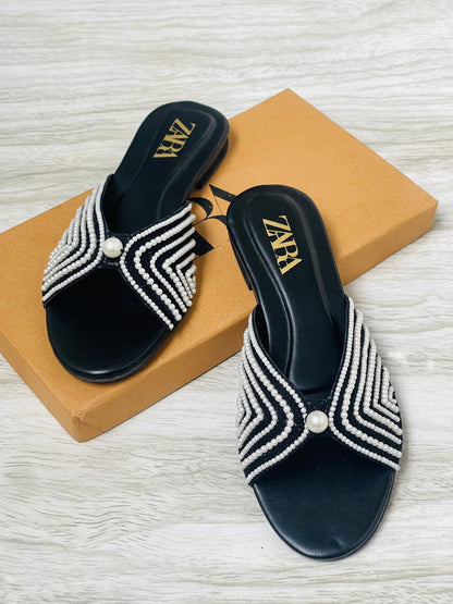 RESTOCKED – ZARA Embroidered Flats (Black)