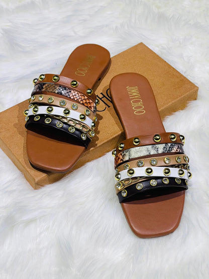 NEW ARRIVAL – Jimmy Choo Studs Flats (Brown)