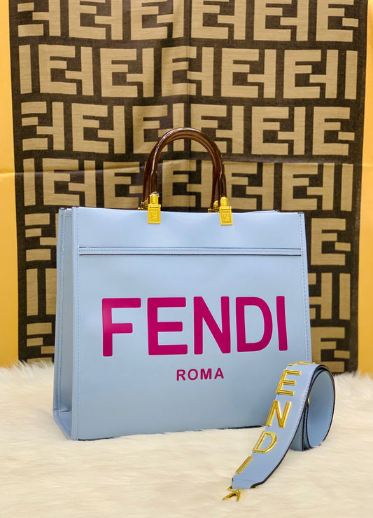 F-E-N-D-I Premium Tote Women Bag – Luxury Edition (Sky Blue)
