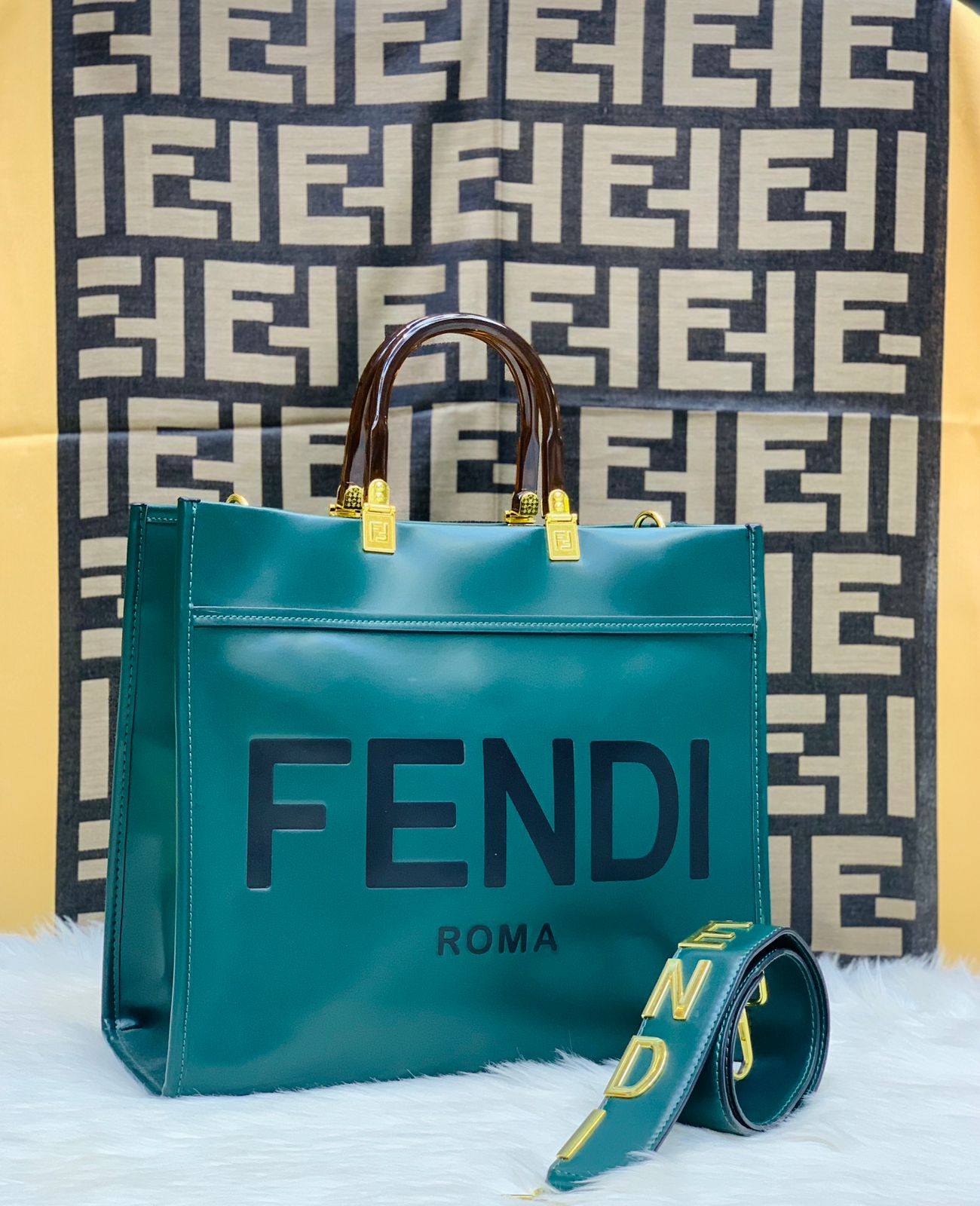 F-E-N-D-I Premium Tote Women Bag – Luxury Edition (Sea Green)