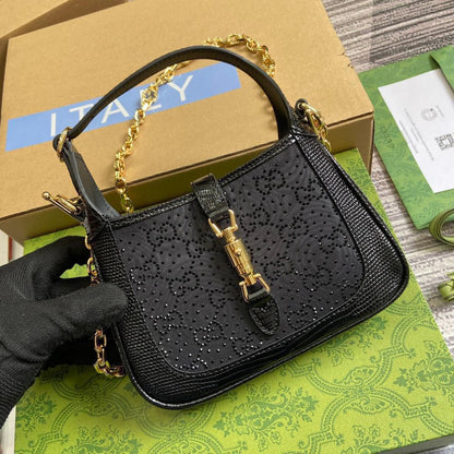 GUCCI JACKIE 1961 CRYSTALS MINI BAG – Women Bag (Black)