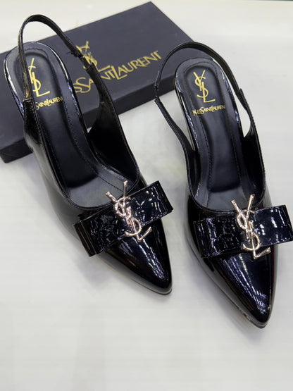 Y-S-L Slingback Women Heels – Pointed Toe Edition (Black)
