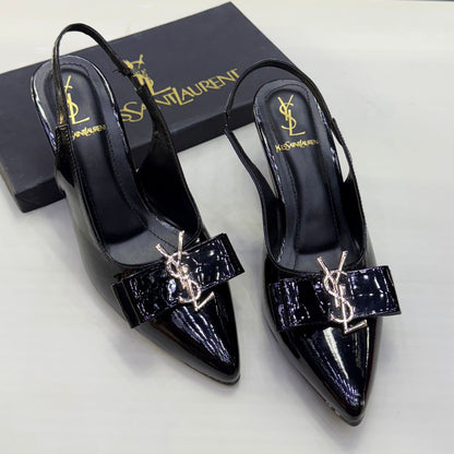 Y-S-L Slingback Women Heels – Pointed Toe Edition (Black)