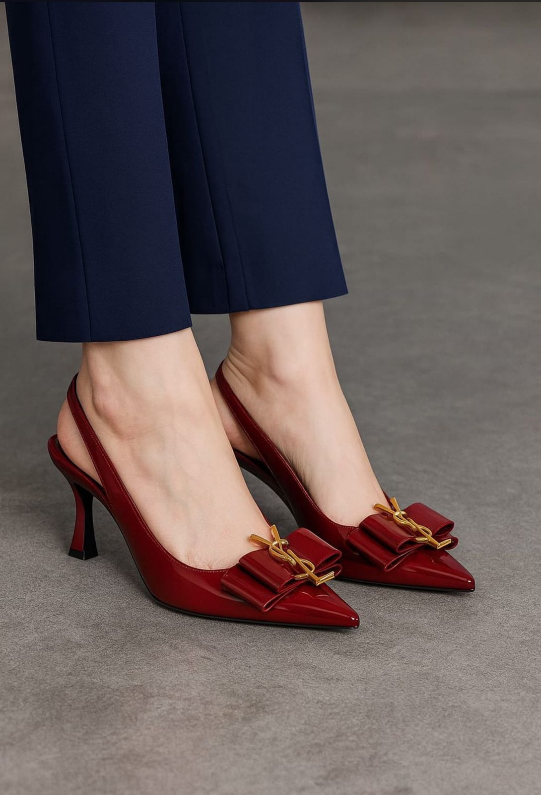 Y-S-L Slingback Women Heels – Pointed Toe Edition (Red)