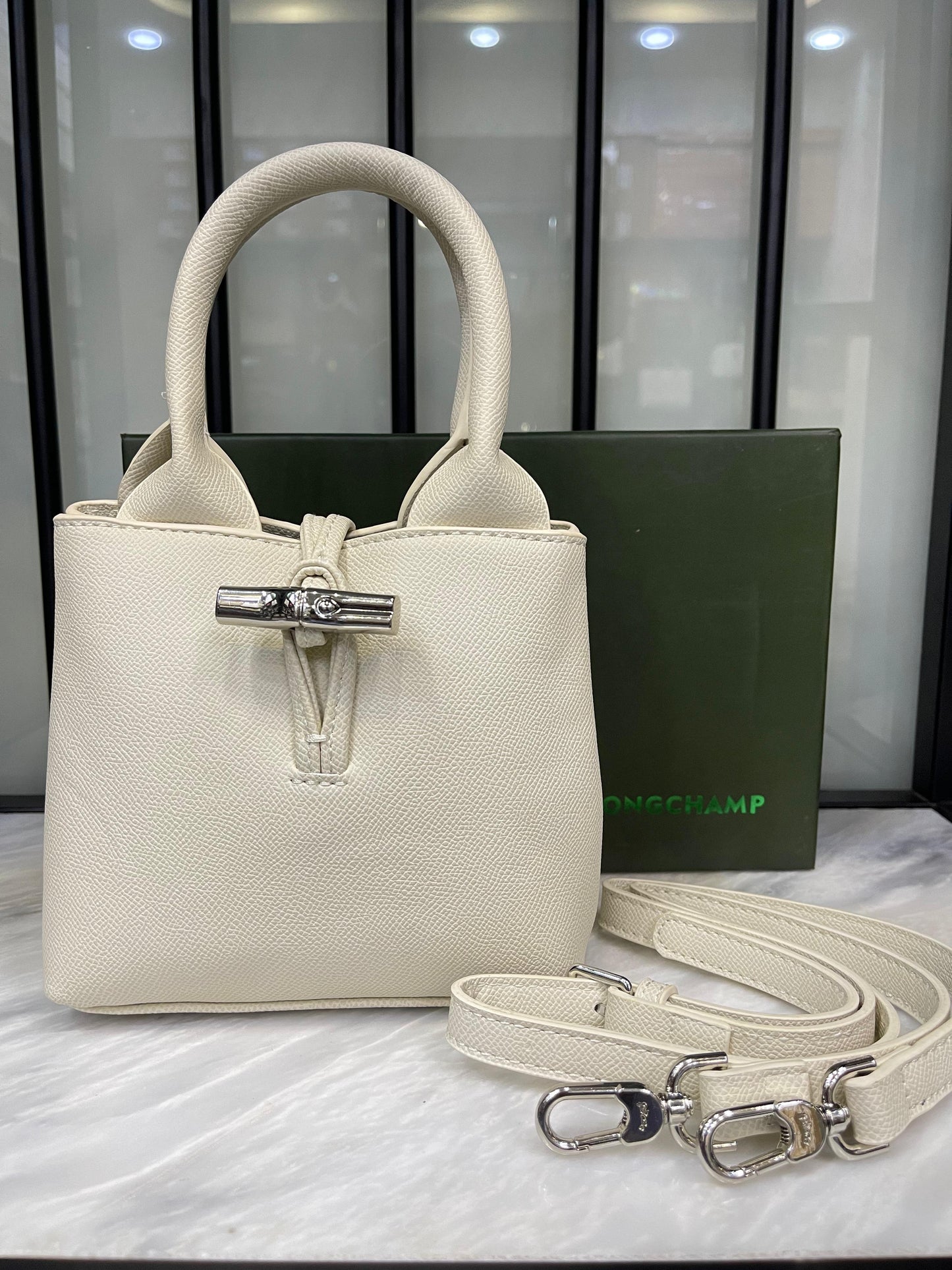 LONGCHAMP Le Roseau XS Handbag – Women Bag (Off White)