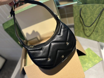 GUCCI GG Marmont Half-Moon Shoulder Bag – Women Bag (Black)