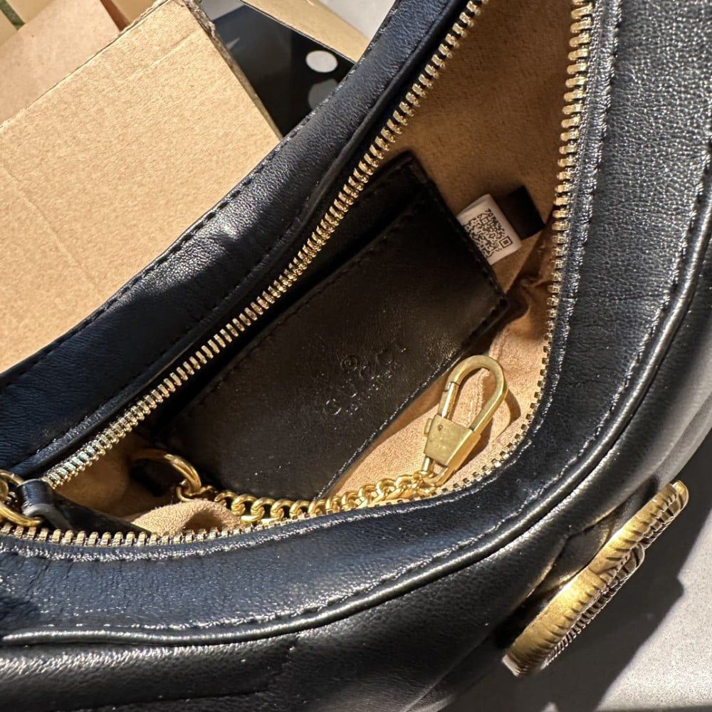 GUCCI GG Marmont Half-Moon Shoulder Bag – Women Bag (Black)