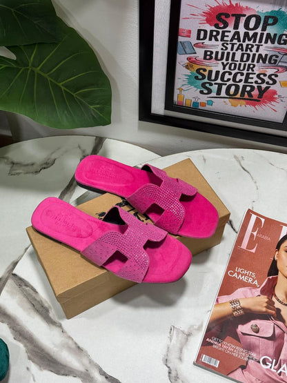 HERMÈS – New Arrival Women Stone Flats (Pink)