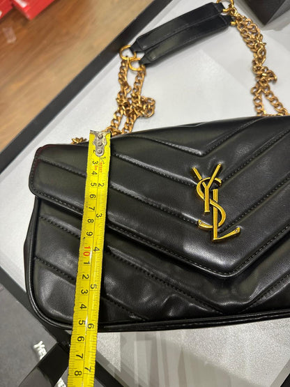 Saint Laurent Loulou Chain Bag – Women Bag in Soft Lambskin (Chevron Quilted Design) (Beige)