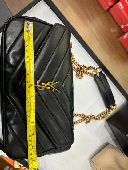 Saint Laurent Loulou Chain Bag – Women Bag in Soft Lambskin (Chevron Quilted Design) (White)