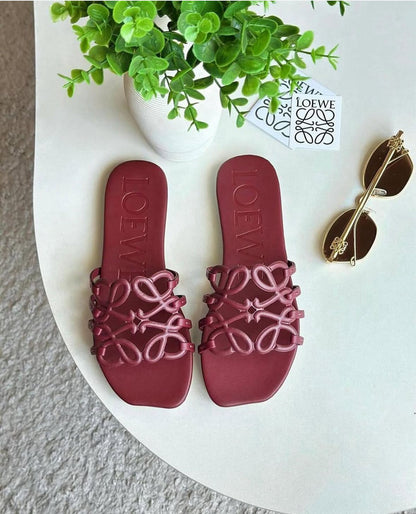 L-O-E-W-E Inspired Petal Anagram Women Slide – Premium Edition (Maroon)