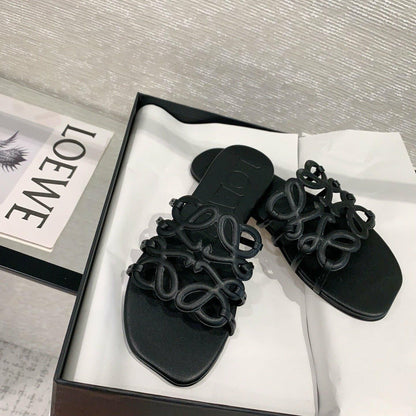 L-O-E-W-E Inspired Petal Anagram Women Slide – Premium Edition (Black)