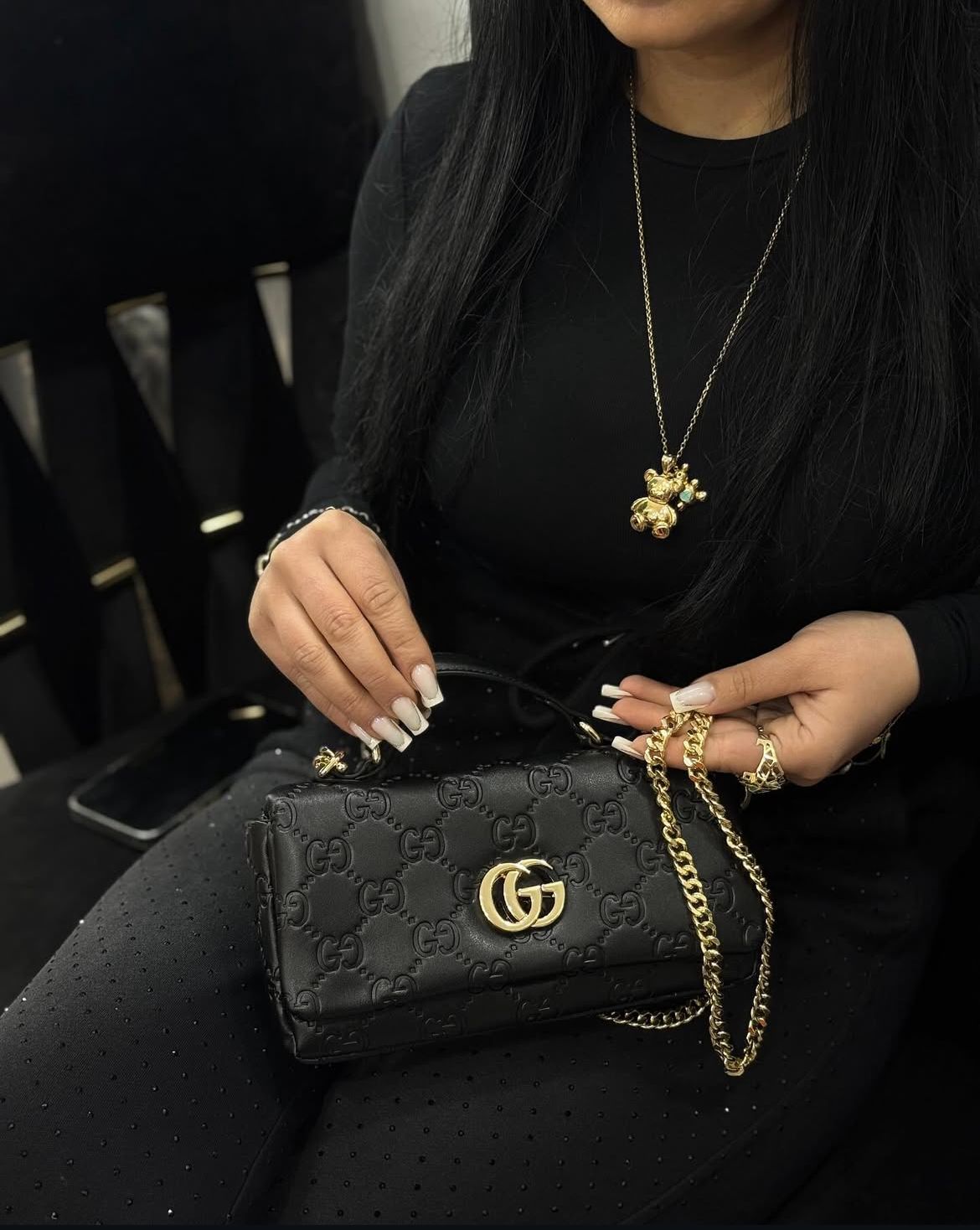 GUCCI GG MILANO – Women Small Top Handle Bag (Black)