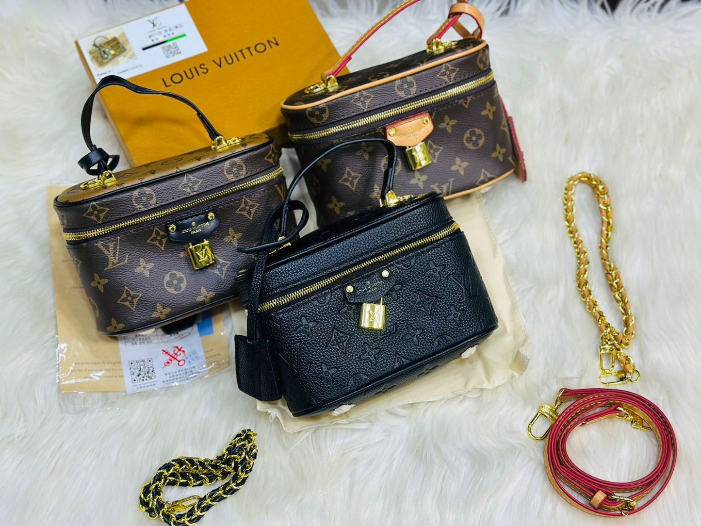 LOUIS VUITTON VANITY PM – Women Monogram Reverse Canvas Bag (Beige Brown)