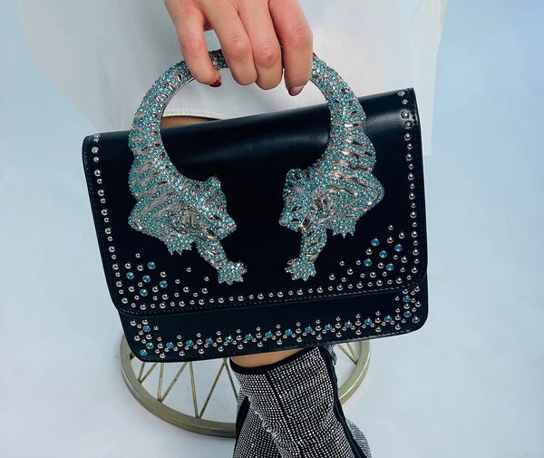 Roberto Cavalli Handbag (black/silver/blue)