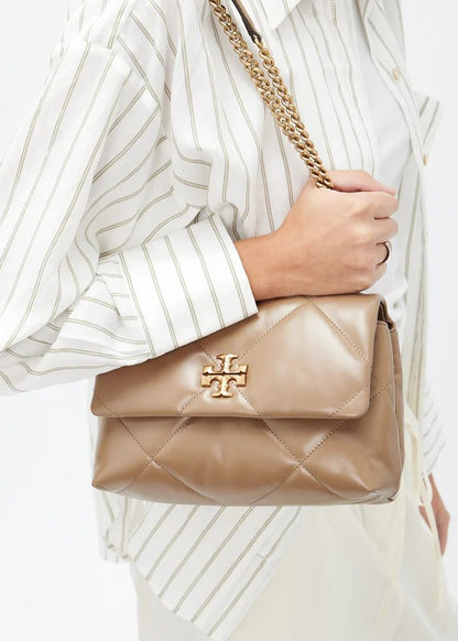 TORY BURCH KIRA DIAMOND QUILT – Women Convertible Shoulder Bag (Brown)