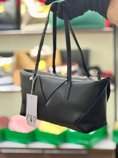 ZARA Women Bag – Premium PU Leather Casual Tote (Black)