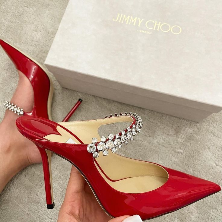 JIMMY CHOO – Women Heel Pumps | Master Quality Patent Leather (Red)