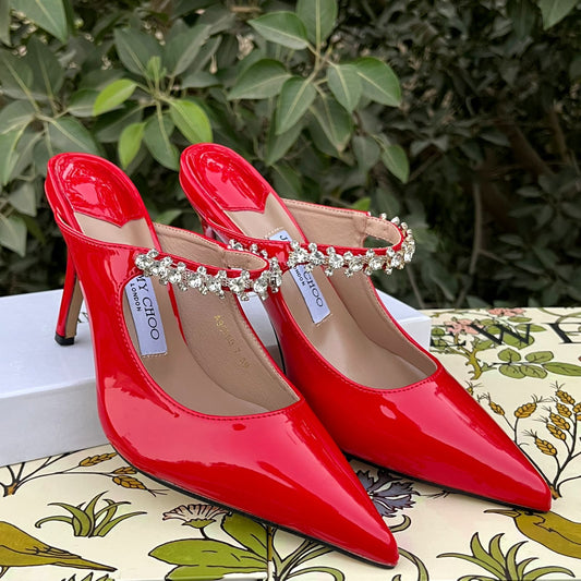 JIMMY CHOO – Women Heel Pumps | Master Quality Patent Leather (Red)
