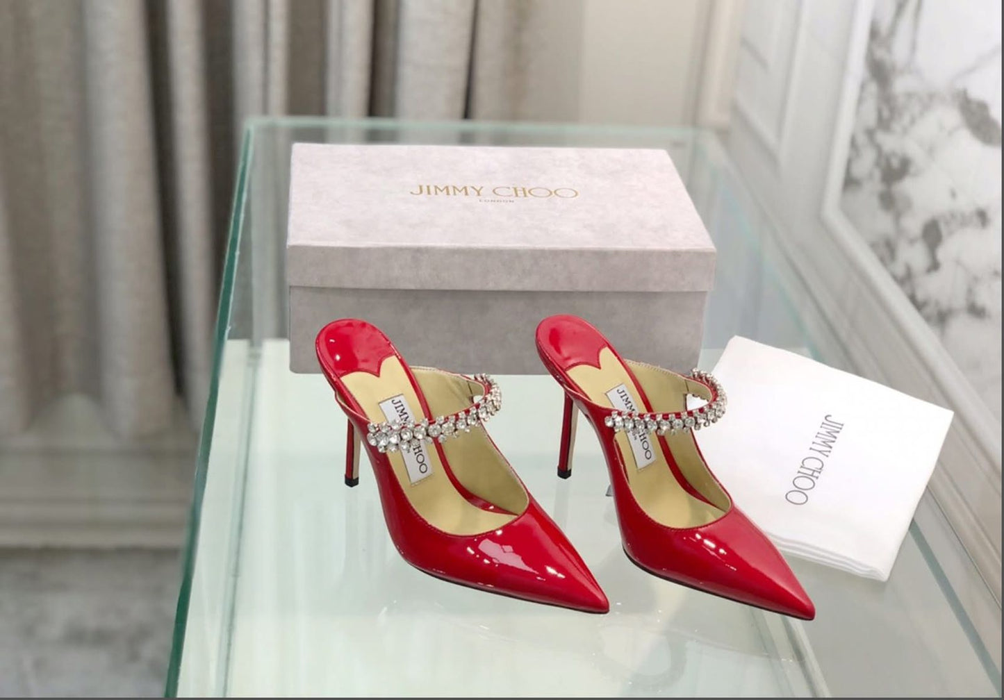 JIMMY CHOO – Women Heel Pumps | Master Quality Patent Leather (Red)