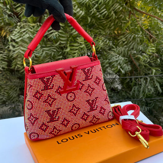 LOUIS VUITTON – Women Bag | Luxury Handbag with Long Belt | Complete Brand Packaging (Red)