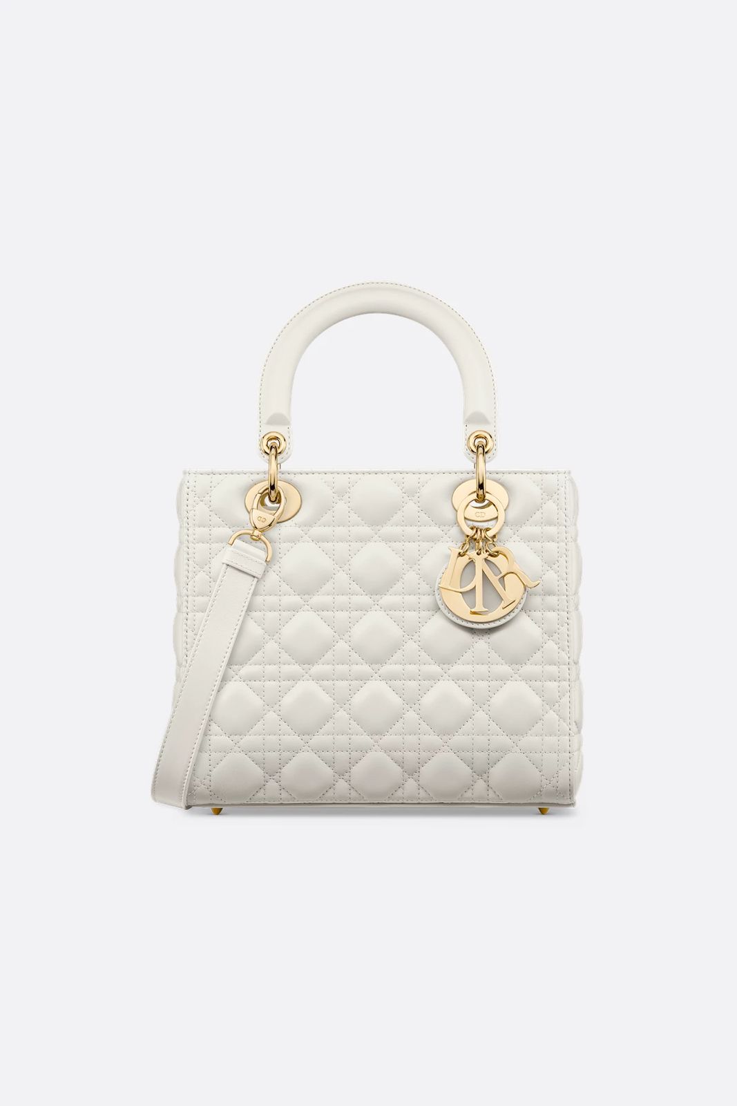 CHRISTIAN DIOR Women Bag – Lady Dior Cannage Patent Leather | Premium Quality (White)