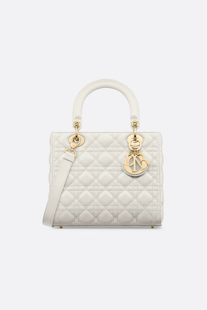 CHRISTIAN DIOR Women Bag – Lady Dior Cannage Patent Leather | Premium Quality (White)