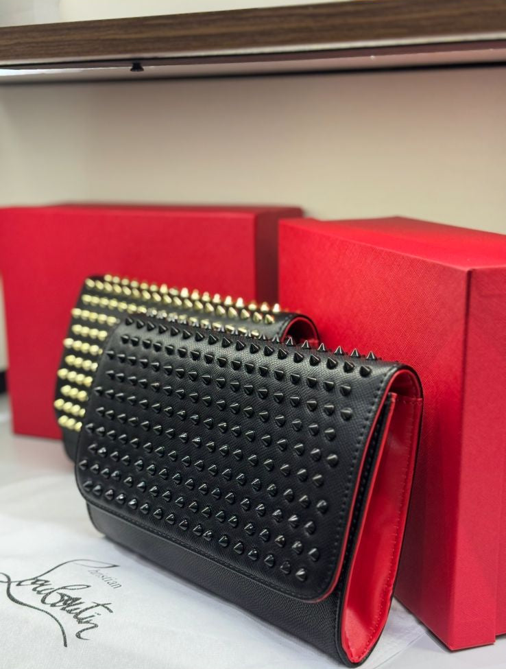 C-H-R-I-S-T-I-A-N L-O-U-B-O-U-T-I-N Paloma Clutch Women Bag – Luxury Spike Edition (Black)