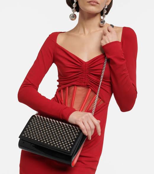 C-H-R-I-S-T-I-A-N L-O-U-B-O-U-T-I-N Paloma Clutch Women Bag – Luxury Spike Edition (Black & Gold)