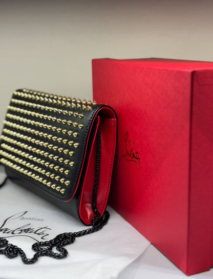 C-H-R-I-S-T-I-A-N L-O-U-B-O-U-T-I-N Paloma Clutch Women Bag – Luxury Spike Edition (Black & Gold)