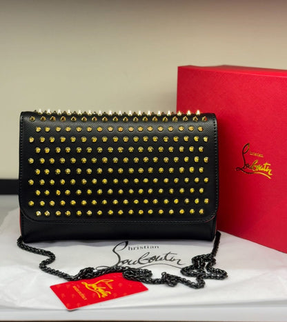 C-H-R-I-S-T-I-A-N L-O-U-B-O-U-T-I-N Paloma Clutch Women Bag – Luxury Spike Edition (Black & Gold)