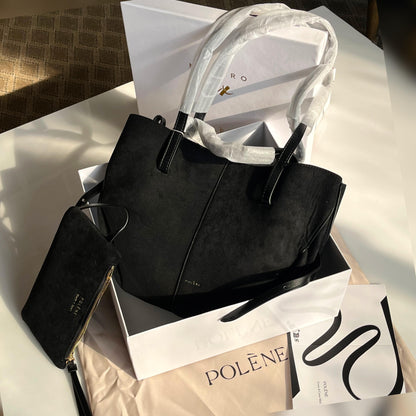 P-O-L-È-N-E Cyme Suede Leather Handbag – Premium Women Bag (Black)