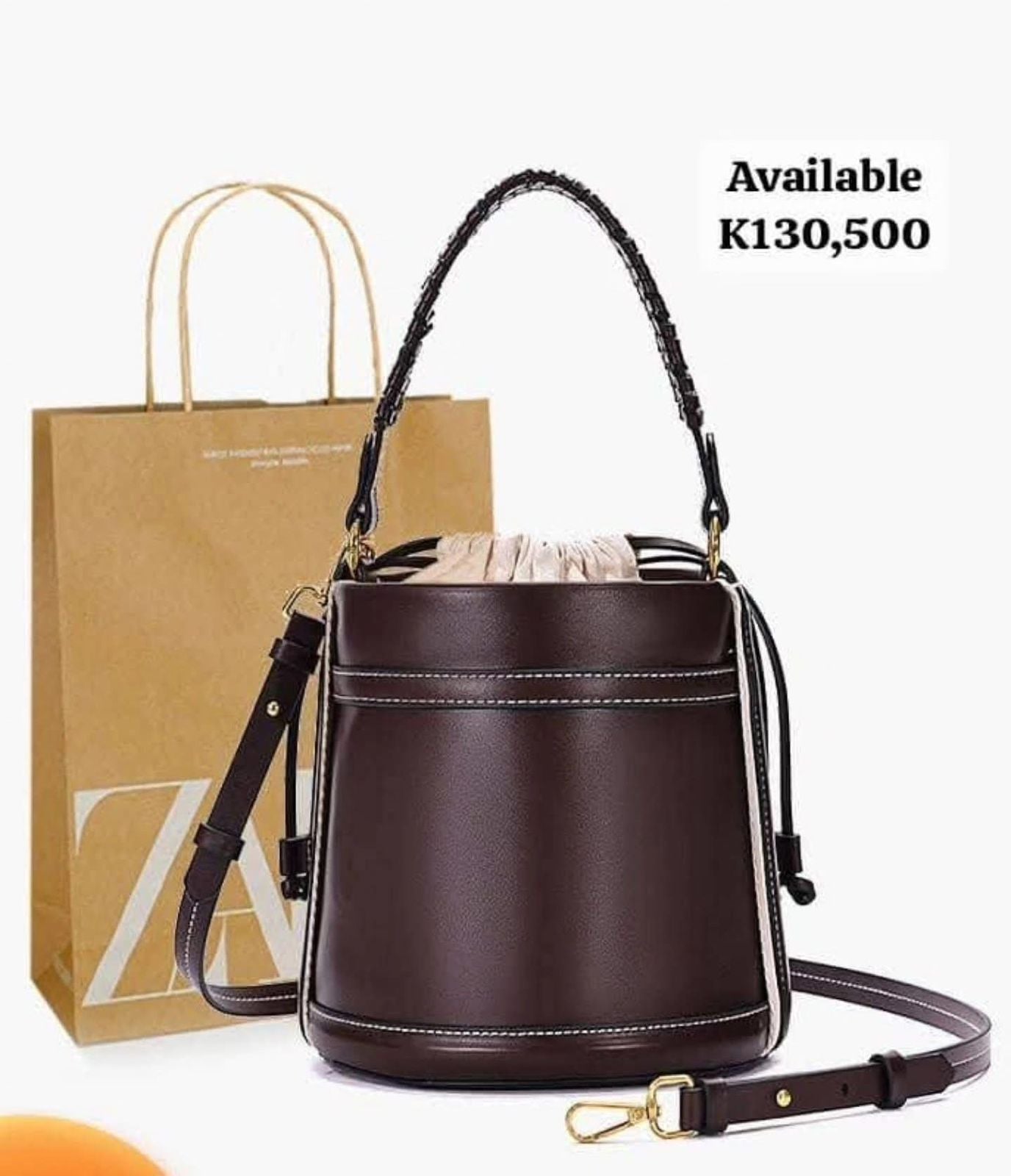 Z-A-R-A Braided Handle Bucket Women Bag – Casual Chic Edition (Brown)
